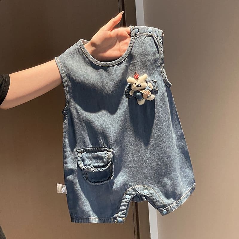 Baby clothes summer thin infant baby jumpsuit 100-day one-year-old harem summer style sleeveless bag fart cotton