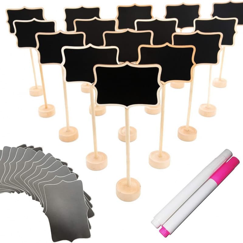 Desktop Wooden Blackboard Message Board with Base, Creative Home Christmas Bar Party Decoration Message Blackboard