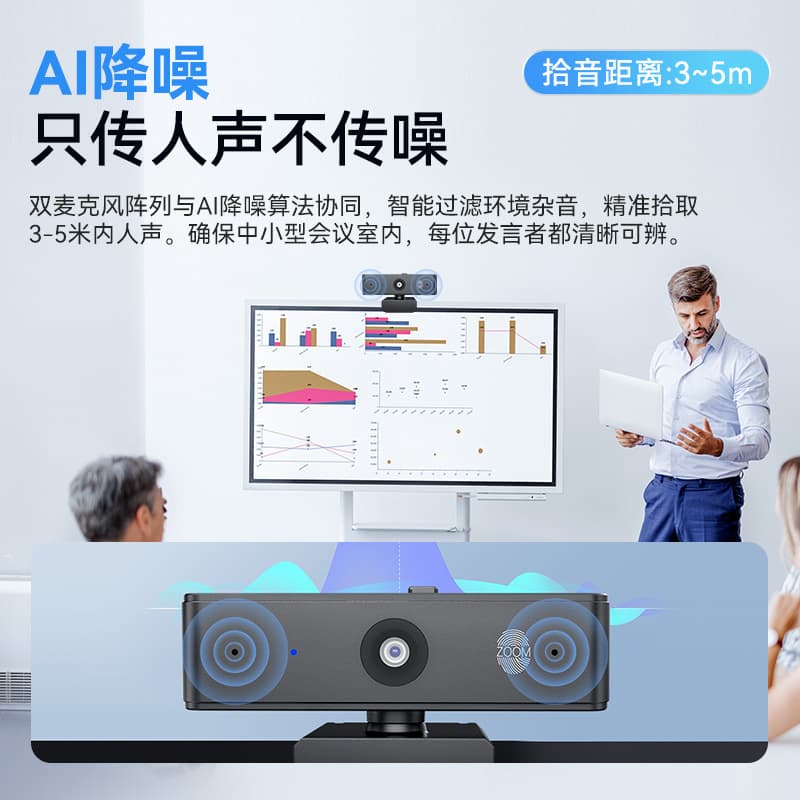 Video Conference Camera Noise Reduction Dual Microphone Autofocus 90FPS Desktop Computer USB Camera 4K Camera