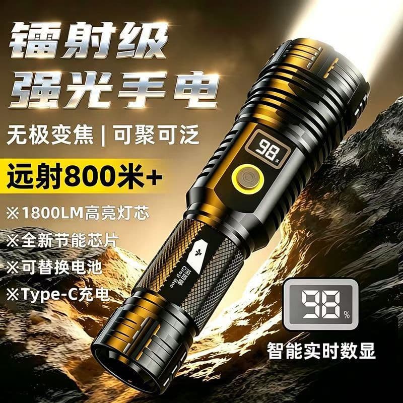 2025 New Tactical Flashlight High Lumen Rechargeable Super Bright Long Range Portable Zoomable Extended Battery Life for Camping