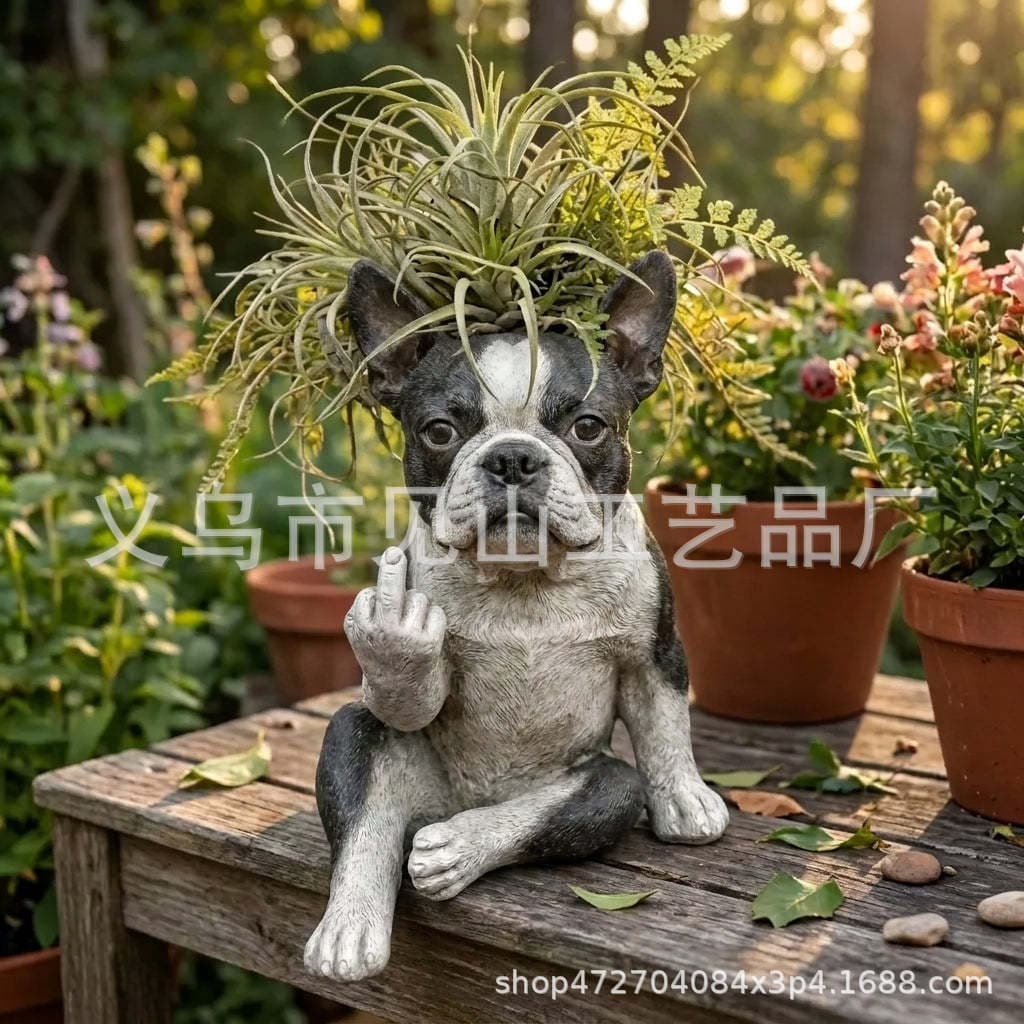 Boston Terrier Planter Dog Flower Pot Succulent Planter Decoration