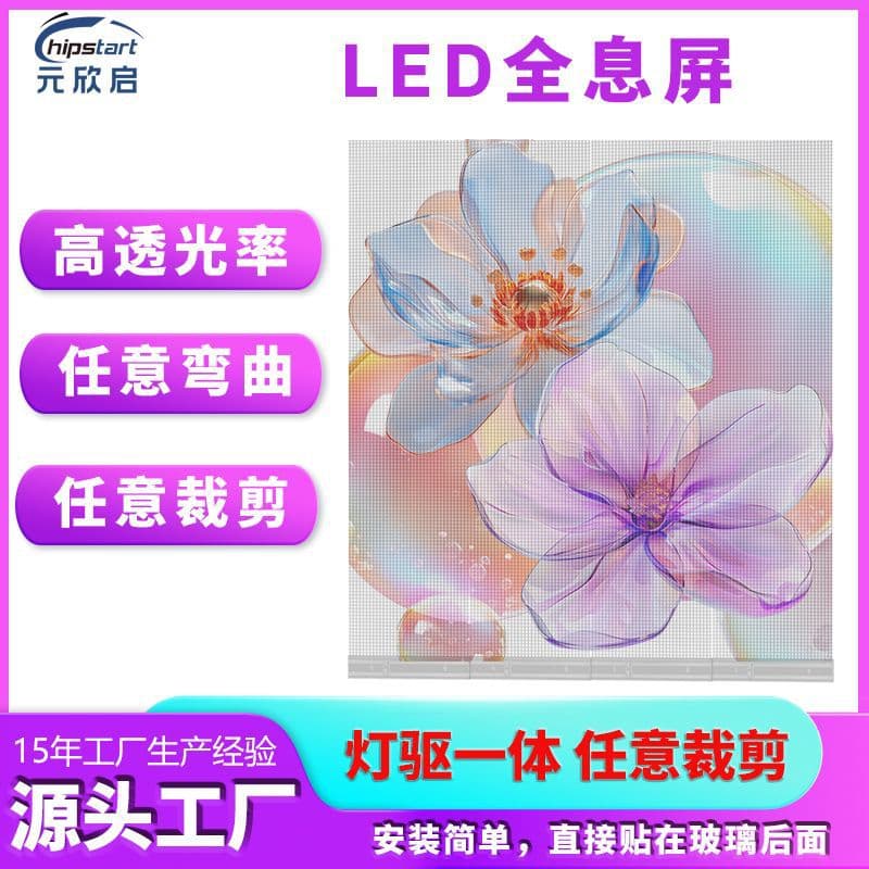 Indoor Full-Color LED Flexible Screen 3D Pattern Video Display Installed Behind Glass Curtain Wall Holographic Display