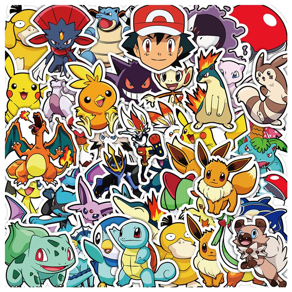 50/100/200 Sheets Japanese Anime Pokemon Series Graffiti Stickers Creative Anime Stickers Waterproof Decoration for Water Cup Computer