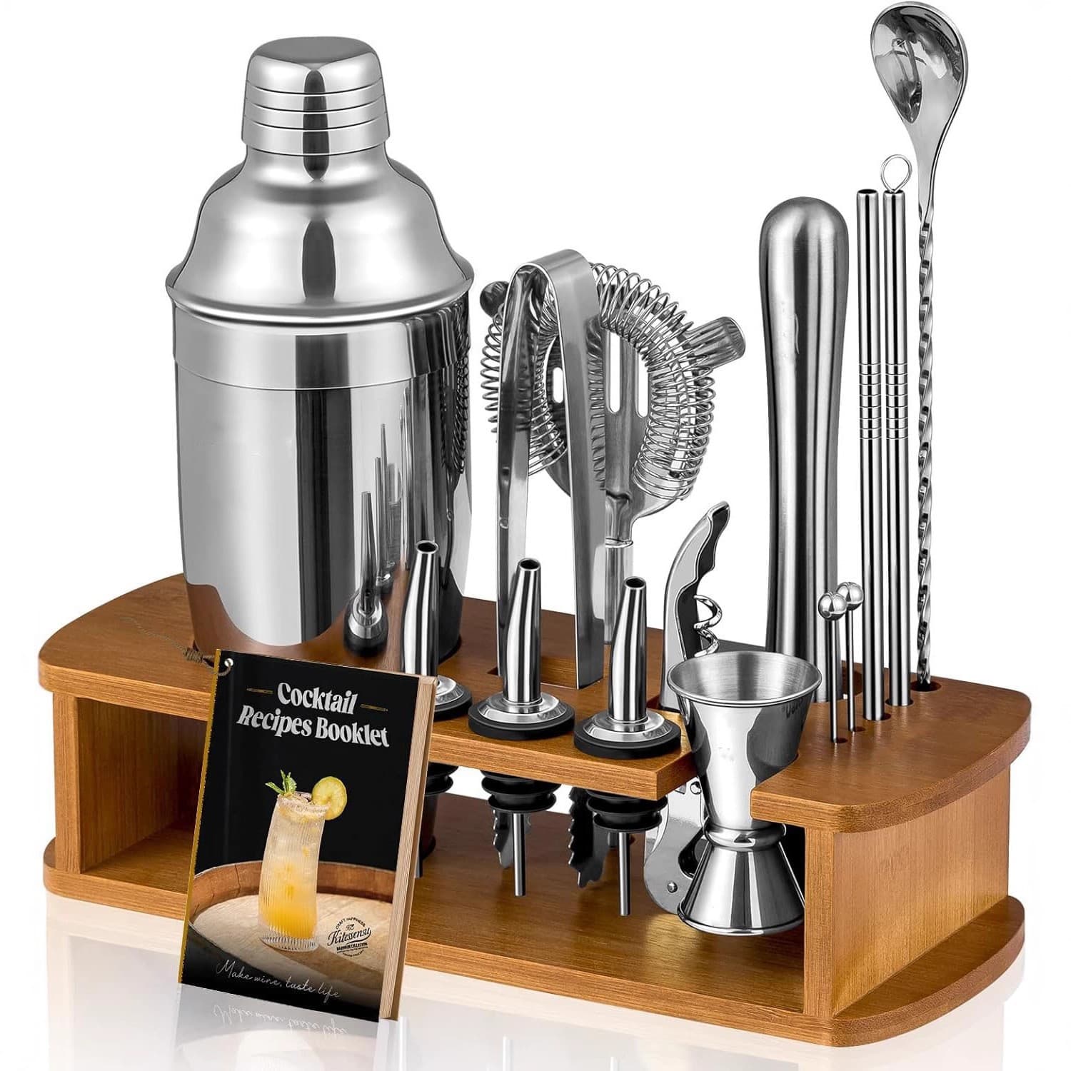 Stainless Steel Cocktail Shaker Set, Hand-Cranked Shaker, Cocktail Bar Tools Set, Beginner Shaker Set