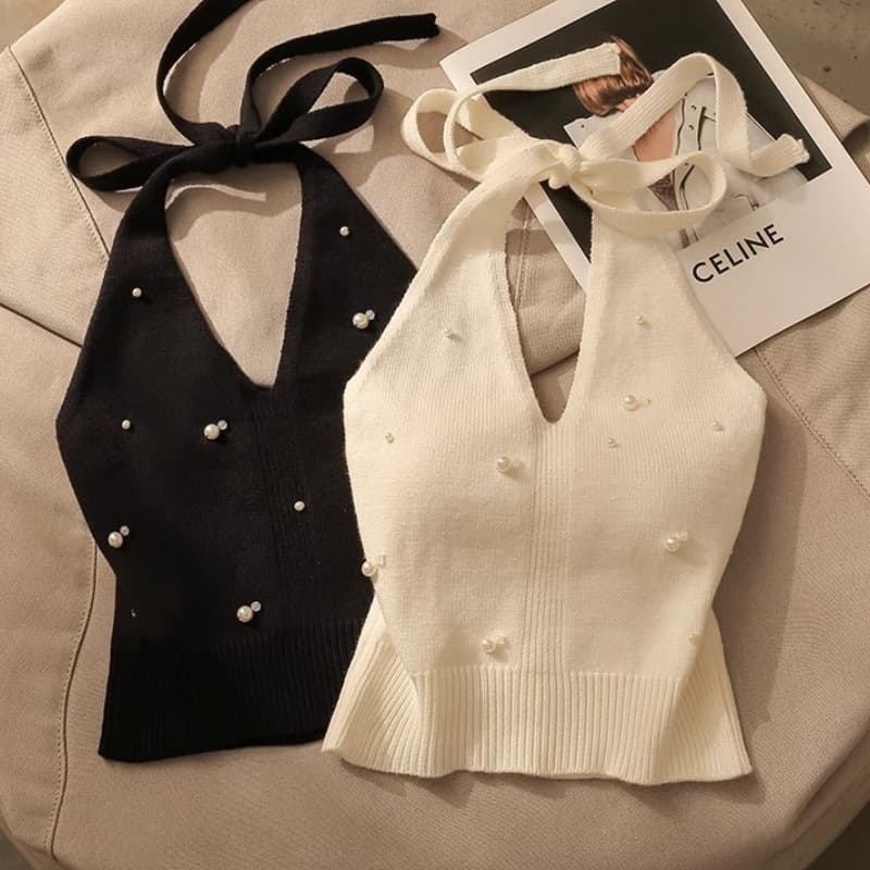 American Sweet & Cool High-End Halterneck Camisole Top for Women Summer Outerwear Inner Layering Knit Tube Top