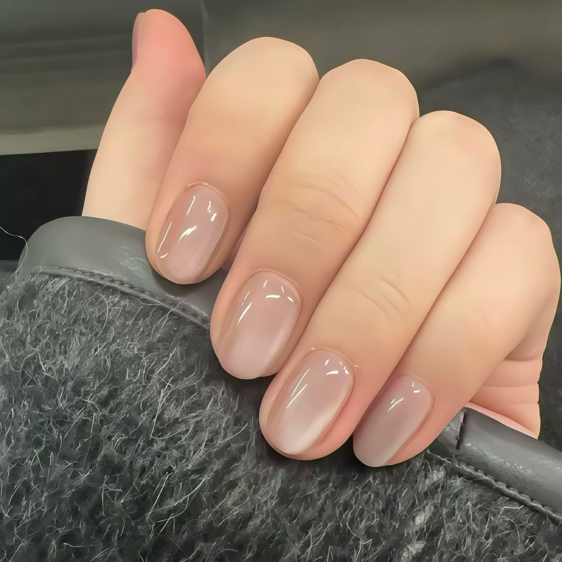 【Yue Mingzhu】High Quality 10pcs Handmade Nude Water Glass Cat Eye Nail Tips Removable False Nails