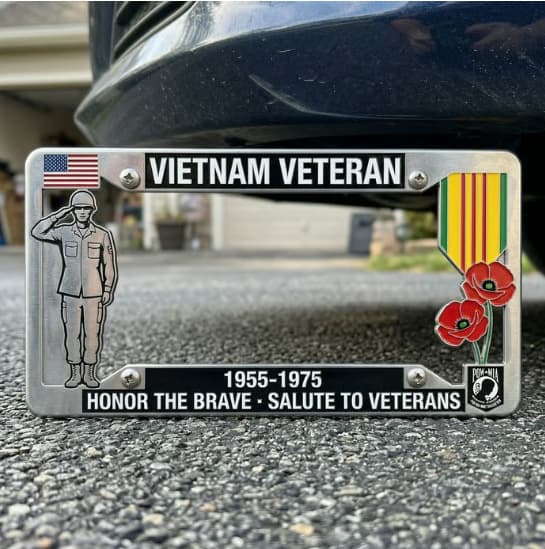 Cross-Border New Product Military Tribute License Plate Frame Fits Front and Rear