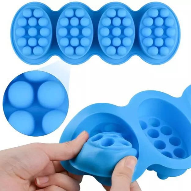 Cross-border 4-hole Silicone Massage Soap Mold, Oval Massage Soap Mold with Bumps, Handmade Soap Mold