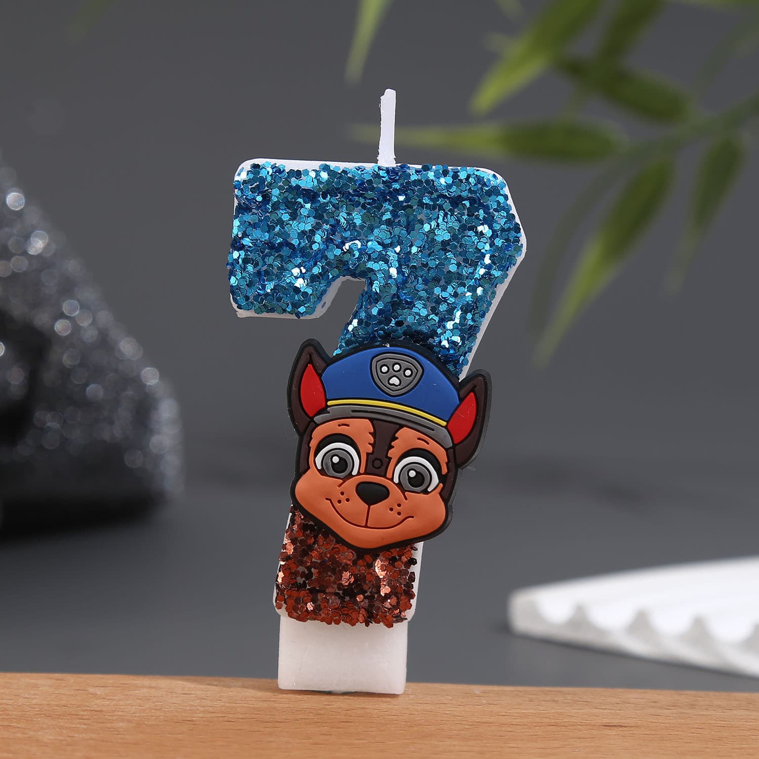 PAW Patrol Ryder Captain Numbered Color Block Birthday Cake Candle Creative Cartoon Cute Glitter Candle