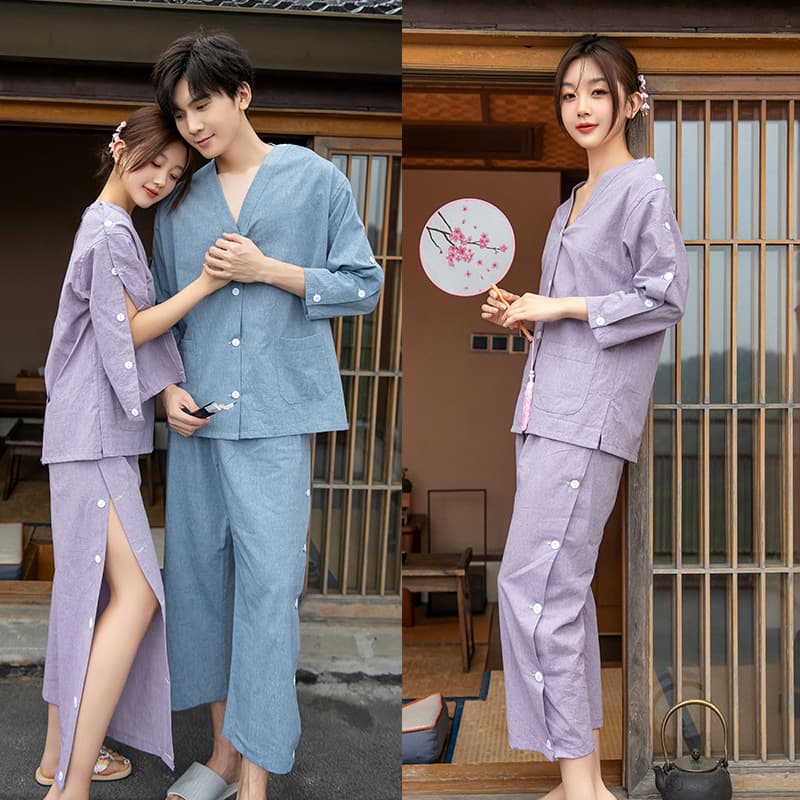 Non-iron SPA salon solid color moxibustion suits with front and back buttons, long acupuncture therapy massage suits for men and women.