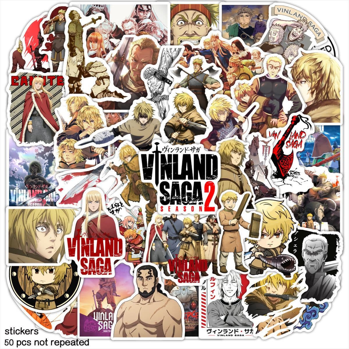 New Product 50 Pieces Ice and Sea VINLAND SAGA Season 2 Stickers Scooter Suitcase Mobile Phone Case Stickers