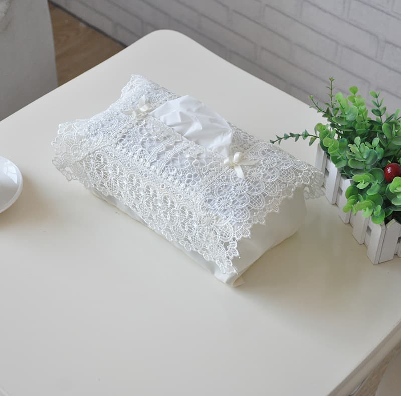 Lace Embroidered Fabric Tissue Box Cover, Home Multi-Style Lace Embroidered Tissue Box, Elegant Exquisite Embroidered Napkin