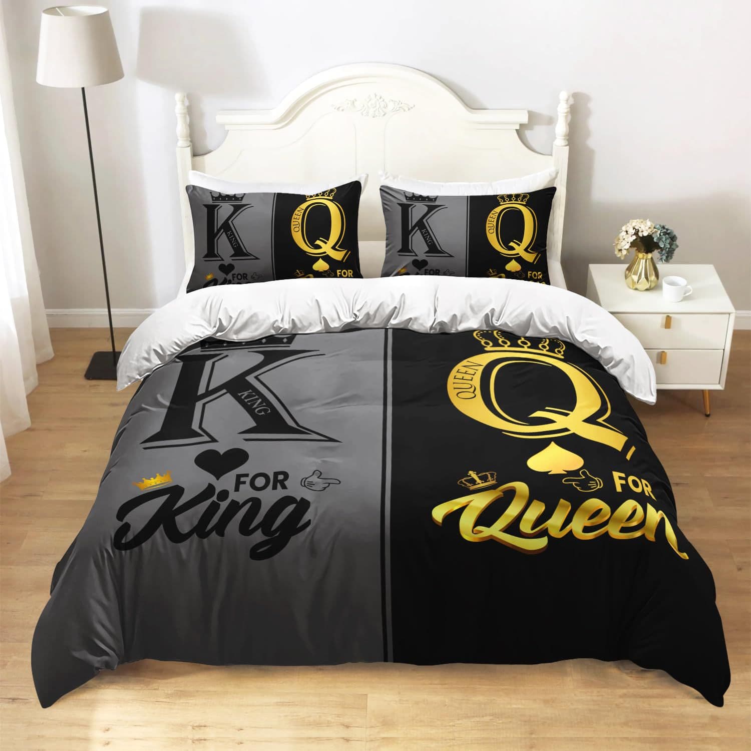 Cross-border crown couple three-piece quilt cover 3D digital printing bedding suit bed cover Amazon wholesale