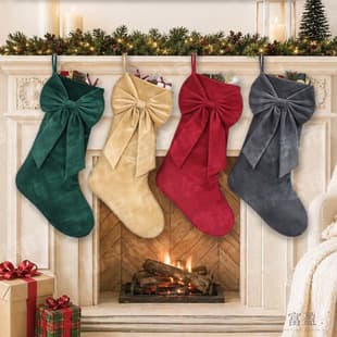 Christmas Stocking 18 Inch Bow Christmas Stocking 8 Colors Available Fireplace Hanging Stocking Christmas Decoration Gift Bag