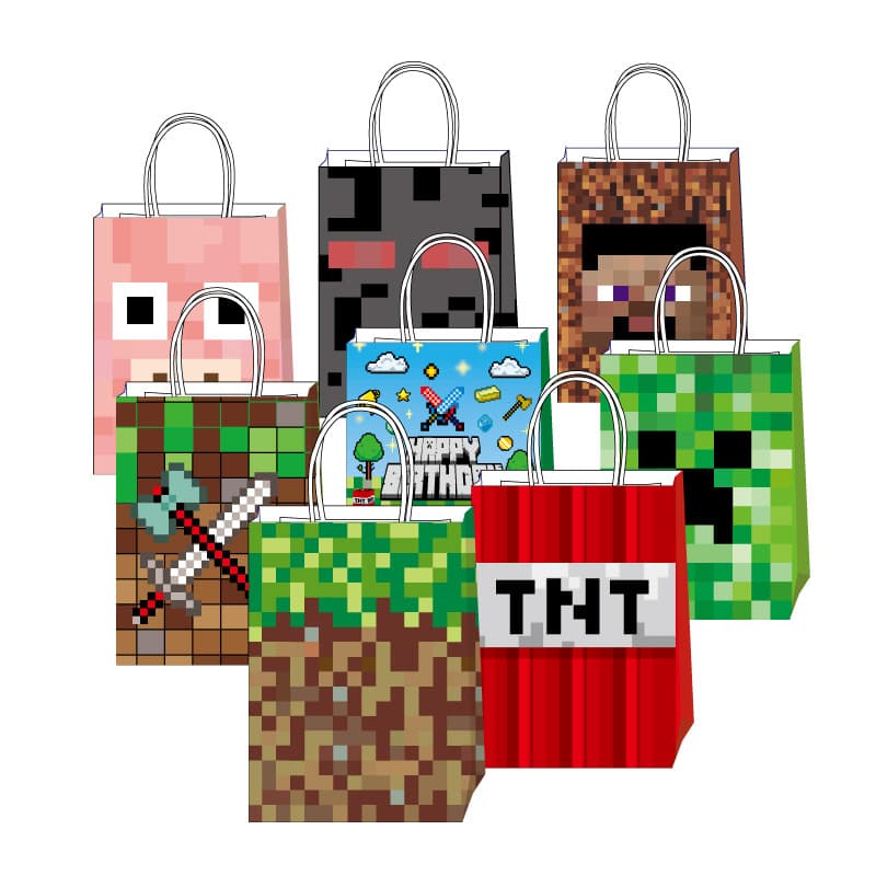 Cross-border Minecraft kraft paper gift packaging bag game figure cartoon shopping souvenir snack bag