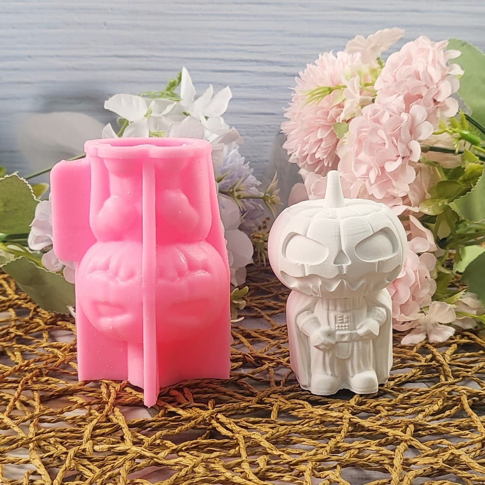 Pumpkin Head Warrior Plaster Ornament Candle Mold Silicone Mold DIY Plaster Silicone Mold W0250