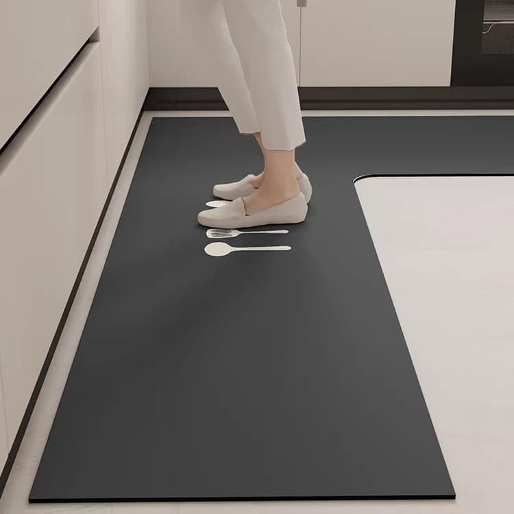 Simple L-shaped Diatomite Floor Mat for Kitchen, Water-Absorbent, Stain-Resistant, Wear-Resistant, Non-Slip Mat for Home Restaurant Wholesale