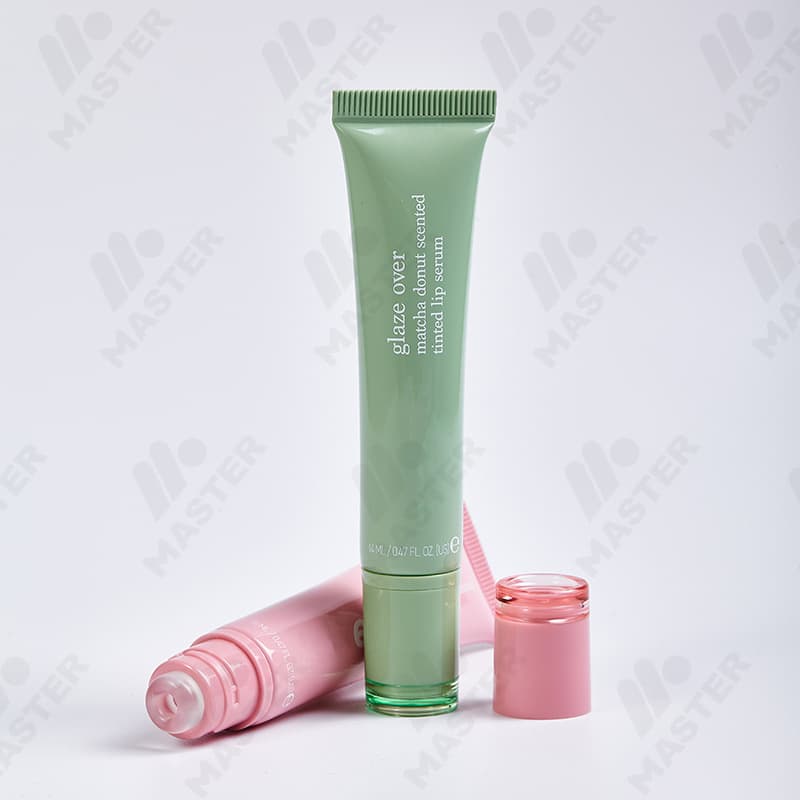 Macaron color lip glaze tube packaging material with silicone head lip gloss lip balm plastic empty tube lip balm tube customization