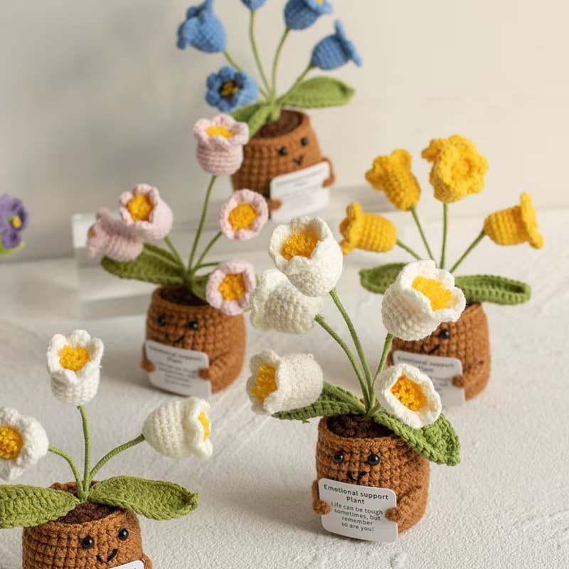 New Cross-Border Yarn DIY Crochet Plant Potted Creative Knitted Potted Mini Cute Encouraging Potted Plant