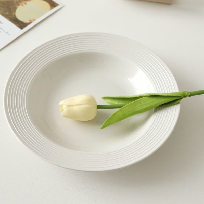 High-value ceramic plate, spiral straw hat bowl, tableware set for home use, Western-style plate, pasta plate.