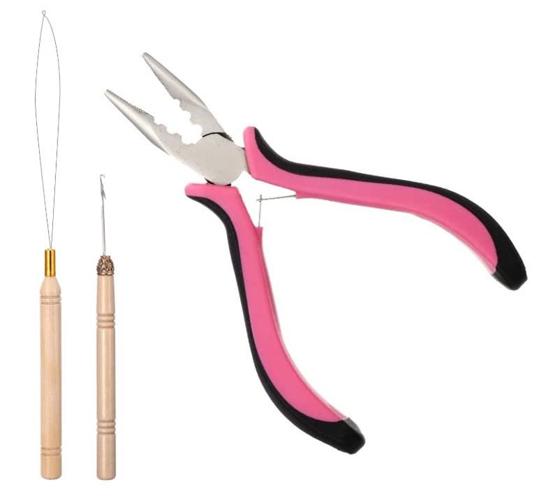 Cross-border Hot Selling Laser Wire Wig Clamp Four-Piece Hair Extension Tool Set with Clamp and Hook Needle