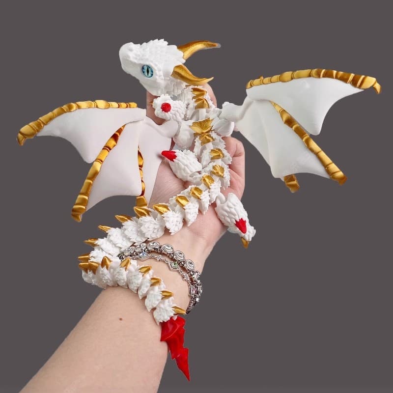 3D printed children's toy double-horned flying dragon with wings, multi-joints, flexible and swingable laser gradient popular model