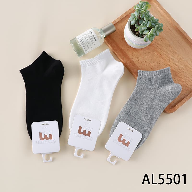 Combed Cotton Men's Socks White No-Show Socks Spring Summer Men's Socks Cotton Socks Unisex Short Socks
