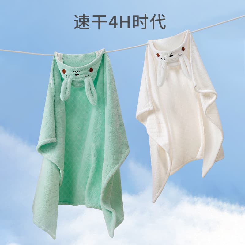 Children's bath towel with hood cloak bathrobe, wearable baby infant ultra-soft coral fleece bath large towel wrap cloth