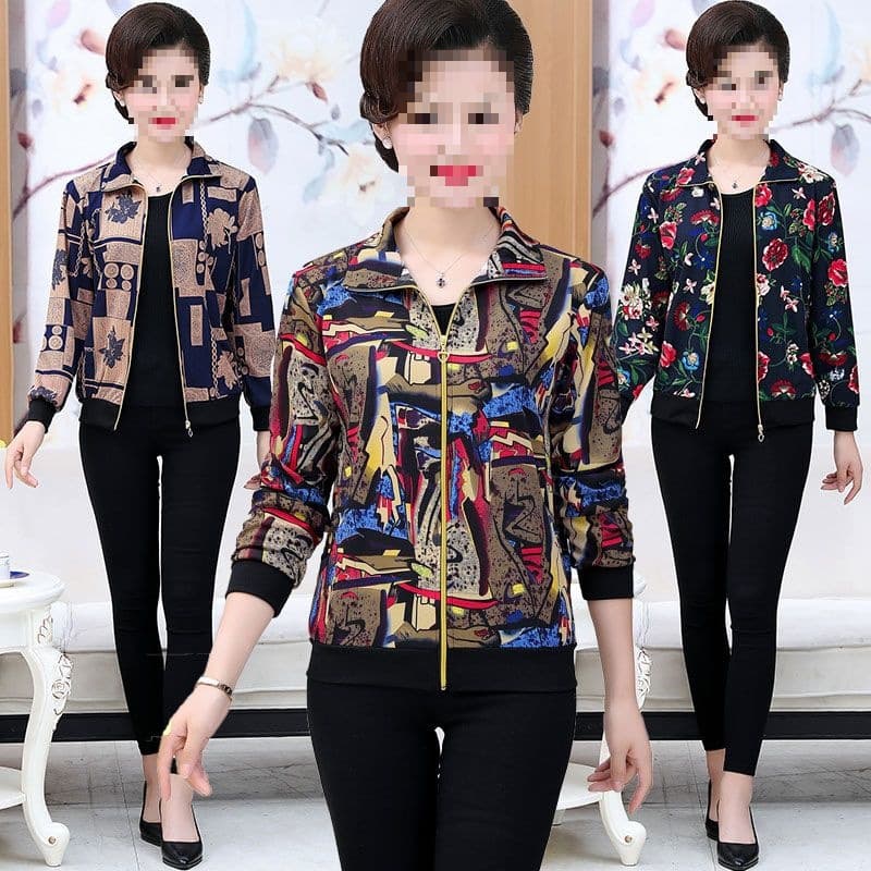 Mother's Spring/Summer Thin Jacket, Middle-aged and Elderly Women's Summer Sun Protection Top, Short Jacket for Middle-aged Women