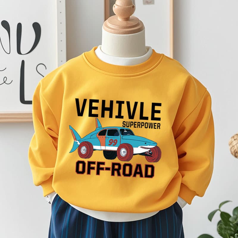 Autumn Winter Hot-Selling Fleece-Lined Thickened Pure Cotton Crewneck Sweatshirt Korean Style Stylish Boys Girls Mid-Large Children Top