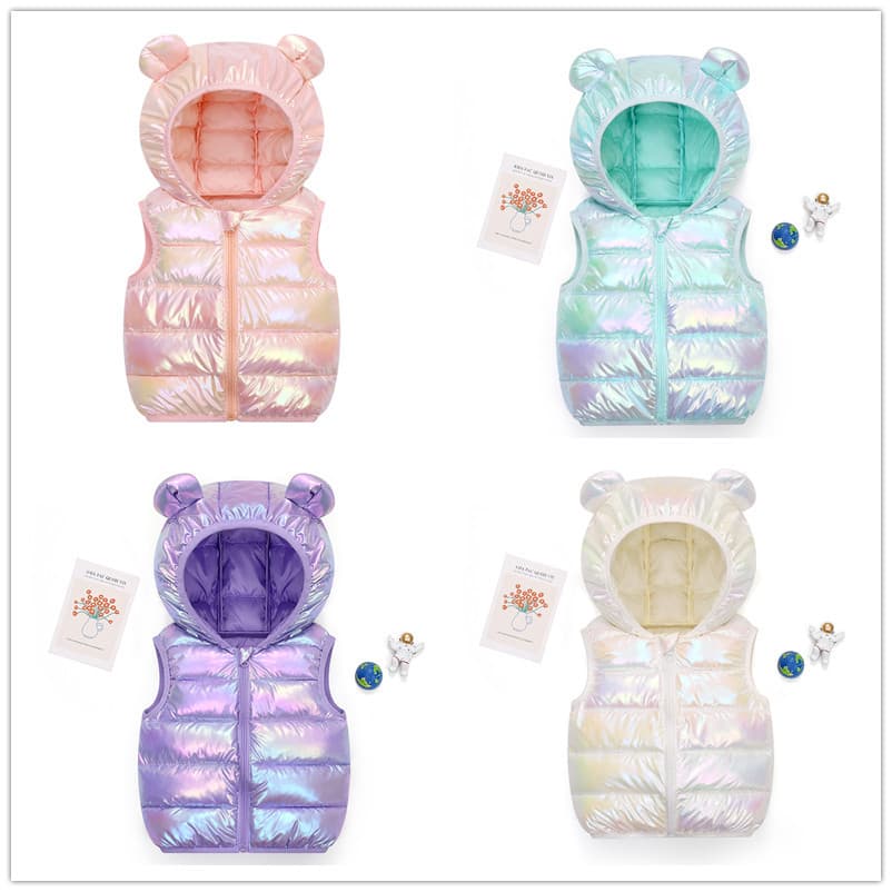 Export Children's Clothing 2024 New Autumn/Winter Children's Down Cotton Clothing Boys' and Girls' Hooded Vest Children's Waistcoat
