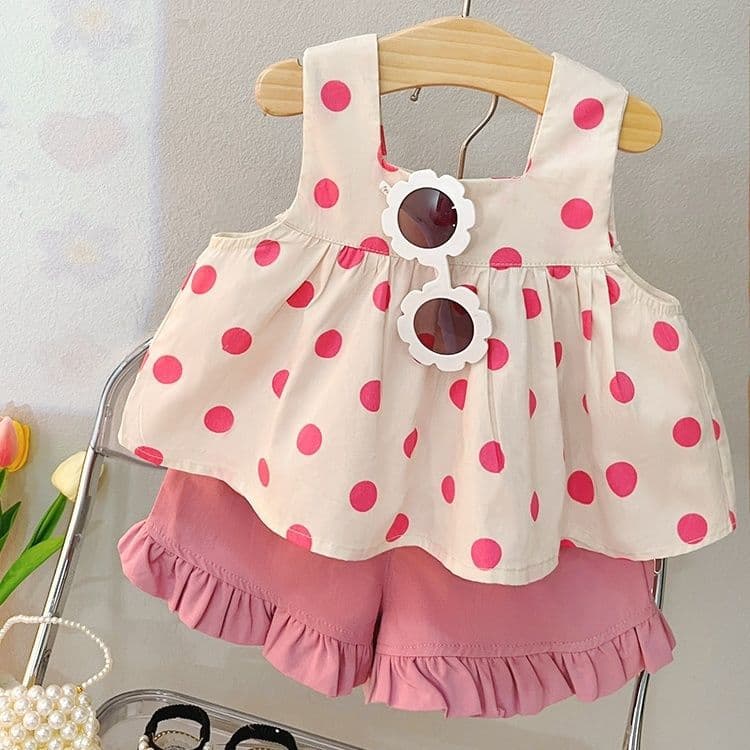 Baby girl summer suit new fashionable one-year-old girl summer sling fashionable two-piece set of baby clothes