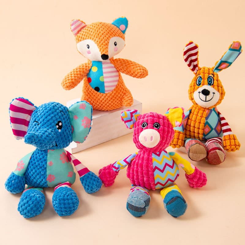 Amazon Explosions New Dog Plush Toy Puppy Bite Resistant Voice Doll Cartoon Cute Fox Doll Card