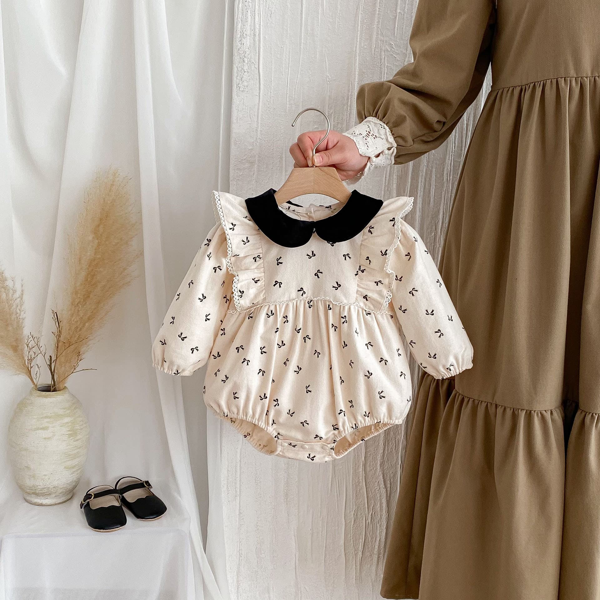 Ins Baby Clothes Spring Autumn Baby Girl Bodysuit One-Month 100-Day Newborn Bodysuit Birthday Party Dress Class A