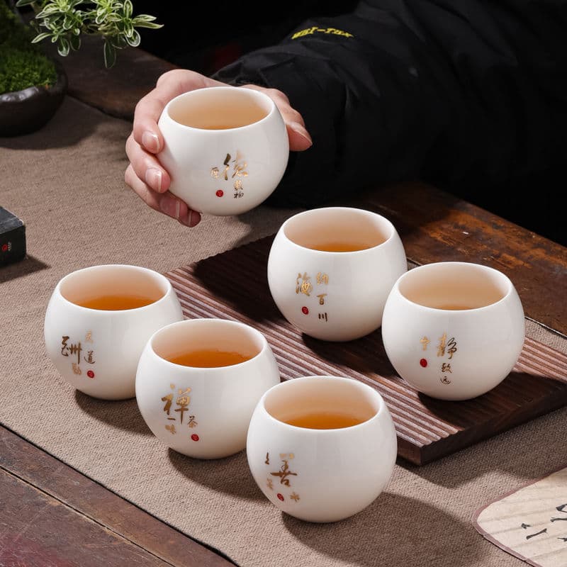 Dehua Lard Jade Porcelain Tea Tasting Cup, Ceramic Tea Cup Set, Japanese Dragon Egg Cup, Kung Fu Single Cup, Host's Tea Bowl