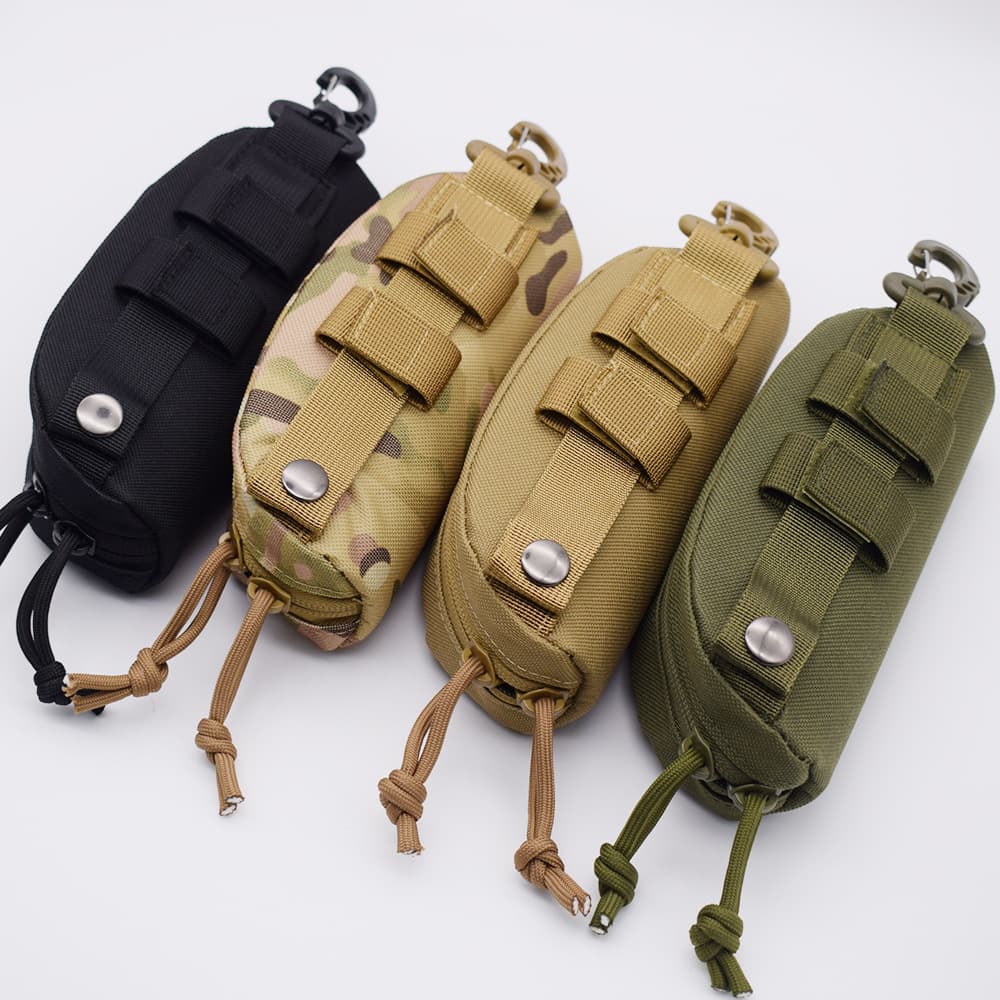 Tactical Outdoor Portable Glasses Case, Nylon Hard Shell Glasses Case, Molle System Sunglasses Bag