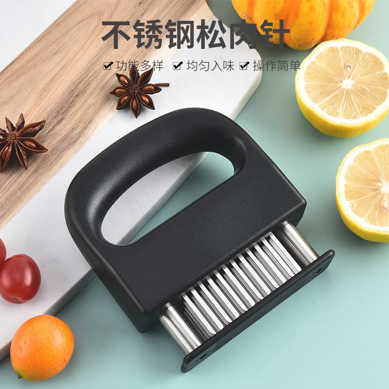 Household Stainless Steel Meat Tenderizer 48-Tooth Meat Tenderizer Needle Steak Tendon Breaker Beef Tenderizing Mallet BBQ Meat Tenderizer