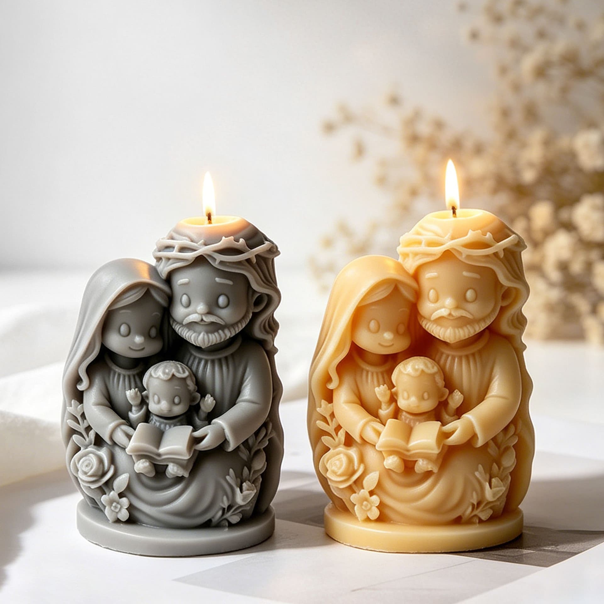 Cross-border Small House Couple Silicone Mold DIY Epoxy Resin Family Aromatherapy Candle Silicone Mold Wholesale