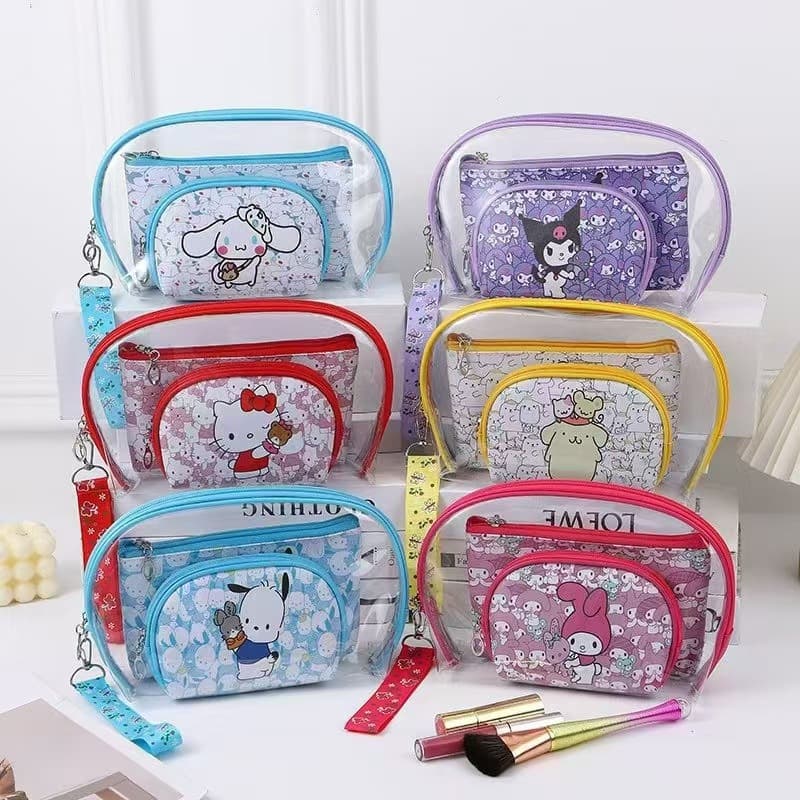Adorable Cartoon Multi-Head Series PU Waterproof Travel Makeup Bag High Aesthetic Multi-Functional Toiletry Bag for Business Trips