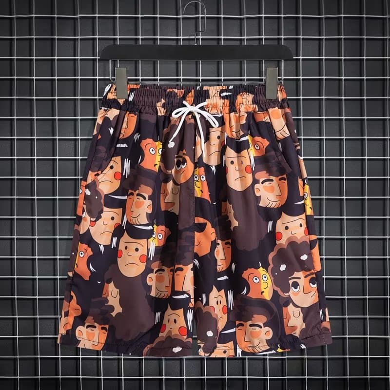 Men's Summer Quick-Dry Beach Shorts, Thin Loose Casual Cartoon Home Sleep Shorts, Wearable Outdoors, Trendy