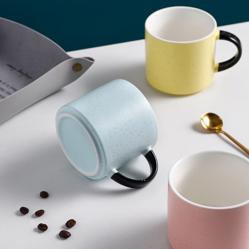 Activity Candy Color Contrast Sesame Dot Ceramic Mug with Logo Printing Couple Ceramic Breakfast Cup Coffee Cup