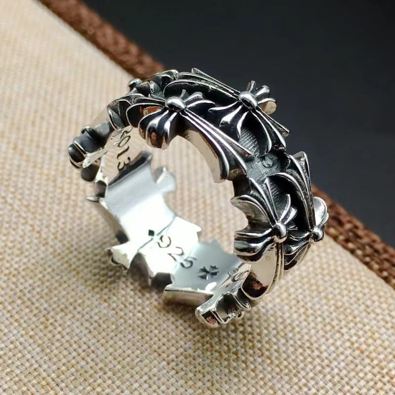 Chrome Hearts Double Cross Flower Ring, Vintage Style, Ins Style, Foreven, Couple Ring, Versatile Ring