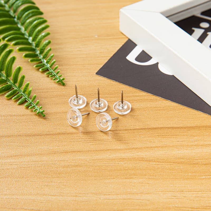 High Transparency Small Round Pins Irregular Round Pins Thumbtacks Cork Plastic Thumbtacks Press Pins 100 Pieces Per Box