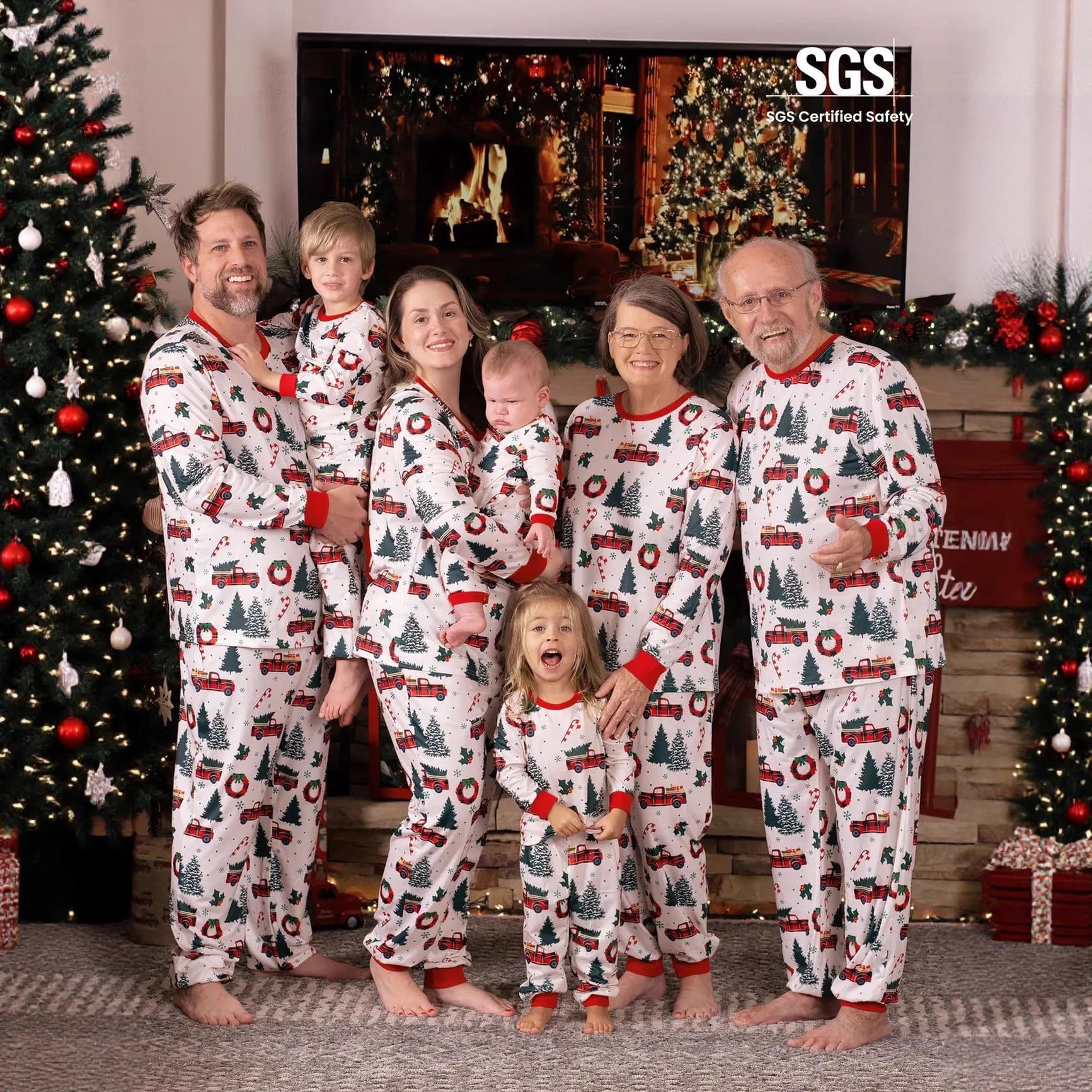 Europe & America eBay New Christmas Print Family Matching Long Sleeve Pajama Sets Homewear