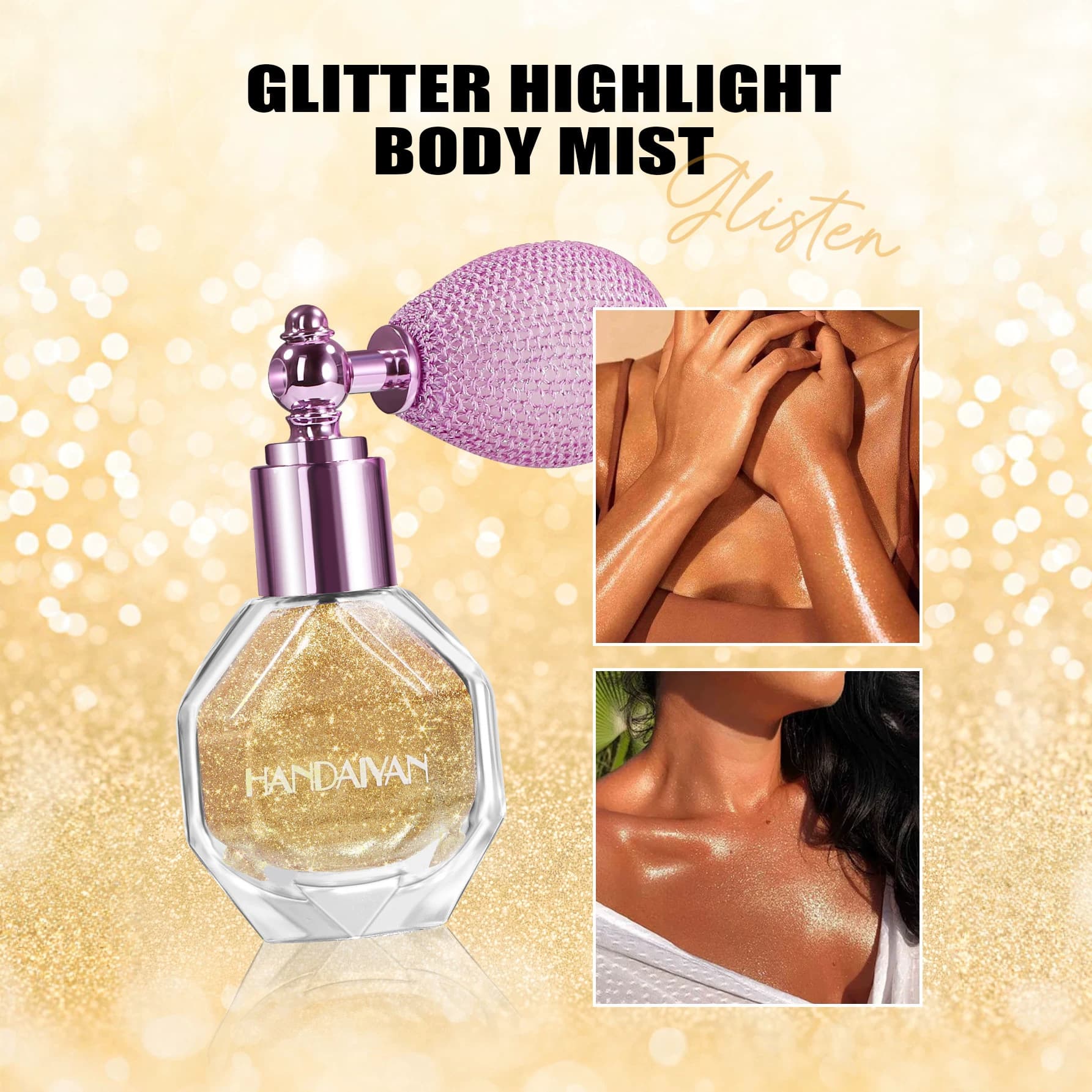 HANDAIYAN Spray Glitter Highlighter Shimmer Spray Bottle Cross-border Air Cushion Highlighter Body Brightening