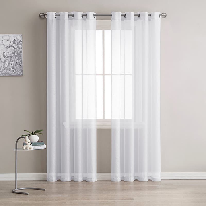 Factory Direct Sale Trilon White Window Screen Curtain Rod Bag Buttonhole Cross-Border Amazon Curtain Fabric Finished Product Custom Wholesale