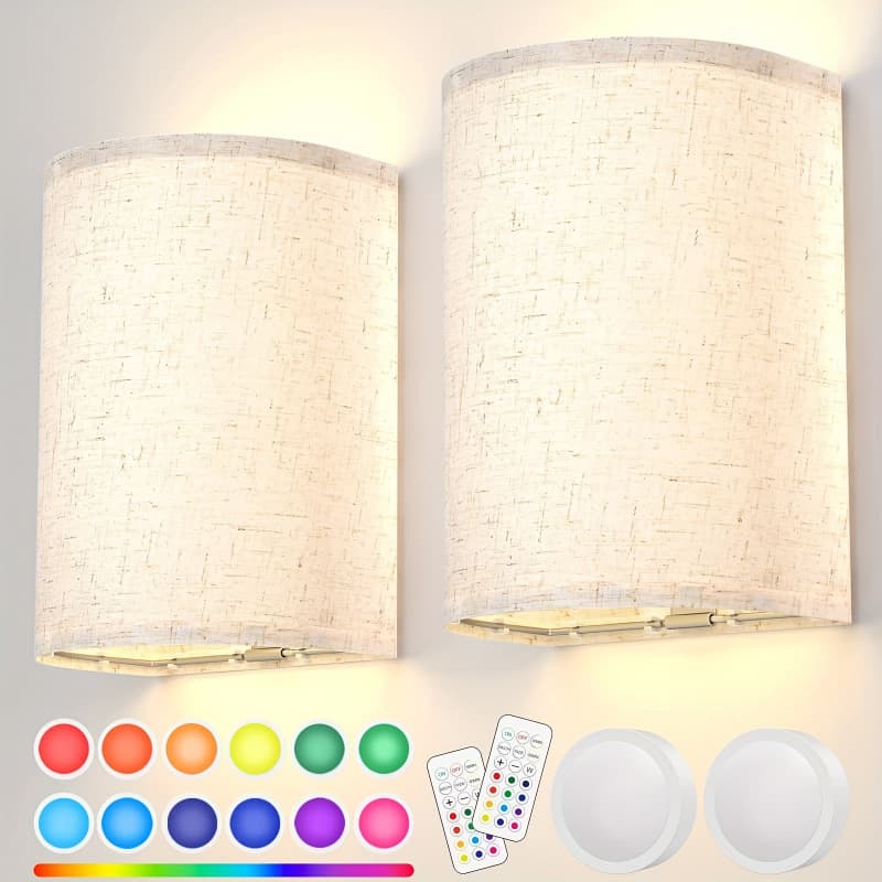 2026 New Cross-border Drop Shipping Rechargeable Wall Light (Set of Two) 3 White/RGB Color Options