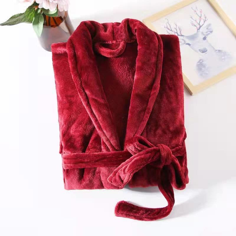 Summer Flannel Bathrobe for Women, Spring/Autumn Long Robe, All-Season Soft Loungewear Robe, Cross-Border
