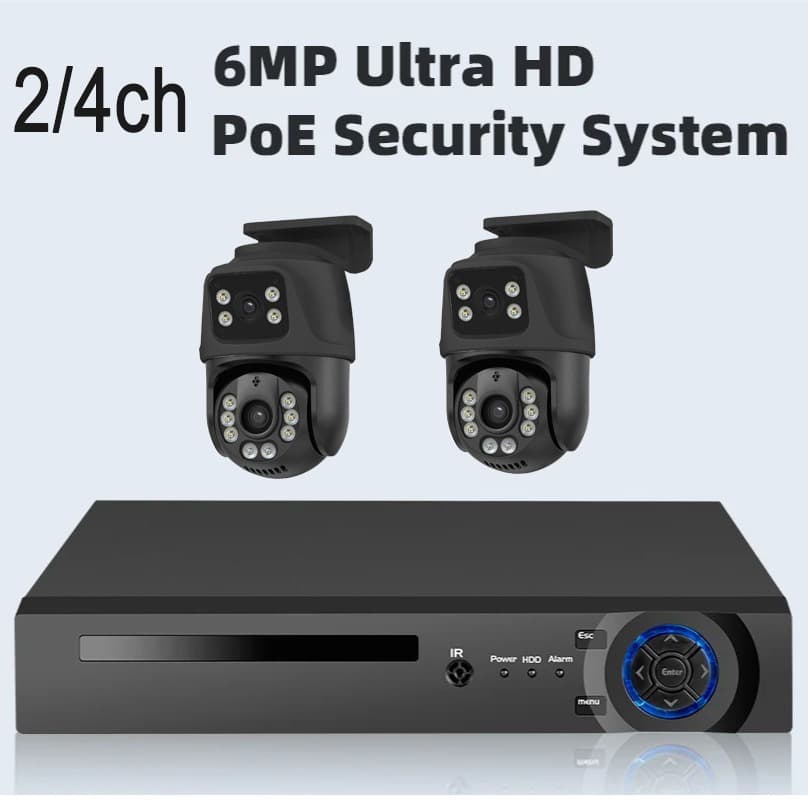 Network POE 4K Dual Lens Gun Ball Camera Set High Definition CCTV Surveillance System for Security Equipment Installation