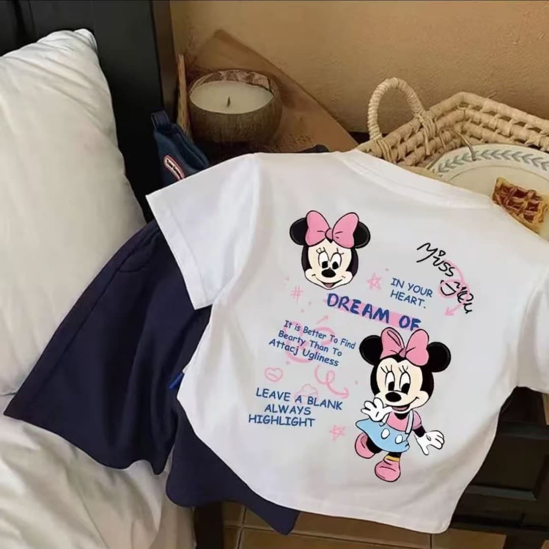 Children's pure cotton short-sleeved T-shirt 2026 summer new style cartoon printed tops fashionable loose baby clothes ins trend
